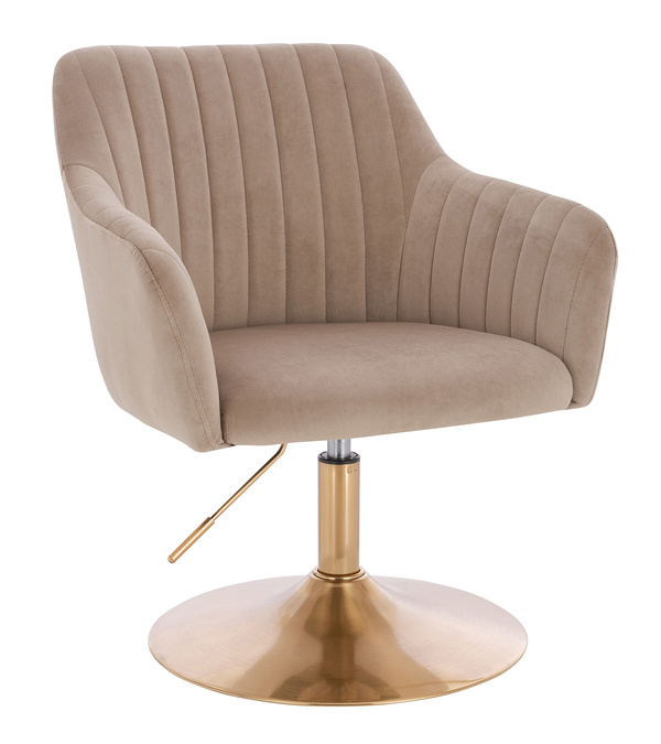 FOTEL HR190N LATTE WELUR ZŁOTA PODSTAWA