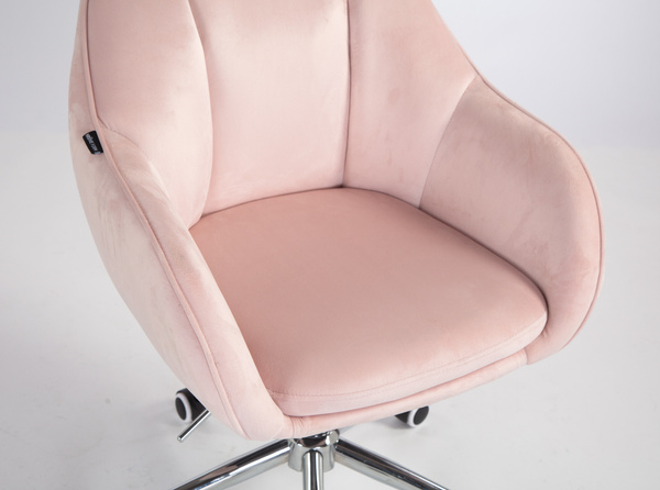 HOKER HR2055K PUDROWY RÓŻ WELUR CHROMOWANA PODSTAWA