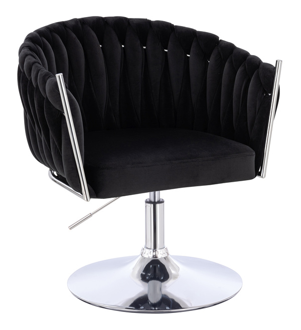 FOTEL HR750N CZARNY WELUR CHROMOWANA PODSTAWA