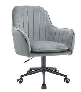 FOTEL HR2022K STALOWY WELUR CZARNA PODSTAWA