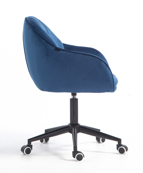 FOTEL HR2055K CIEMNE MORZE WELUR CZARNA PODSTAWA