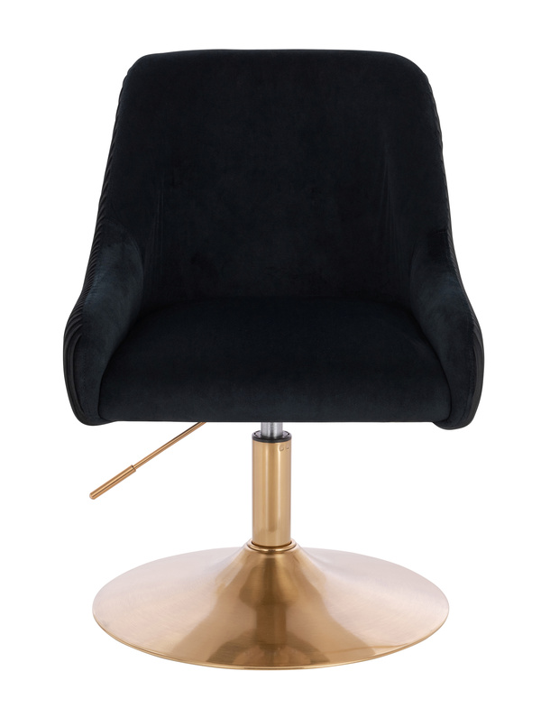 FOTEL HR920N CZARNY WELUR ZŁOTA PODSTAWA
