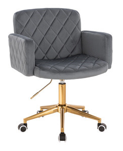 FOTEL HR802K GRAFITOWY WELUR ZŁOTA PODSTAWA