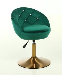 FOTEL HR948 BUTELKOWA ZIELEŃ WELUR ZŁOTA PODSTAWA