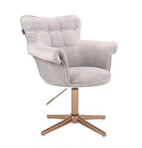 FOTEL HR804CCROSS STALOWY WELUR ZŁOTA PODSTAWA