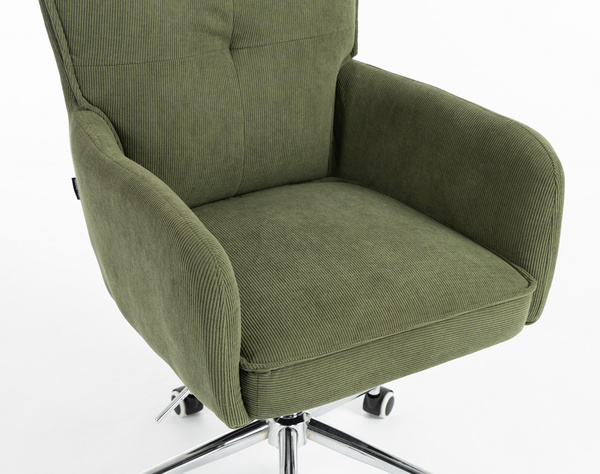 HOKER HR250K ZIELONY SZAŁWIA PREMIUM CORD SZTRUKS CHROMOWANA PODSTAWA