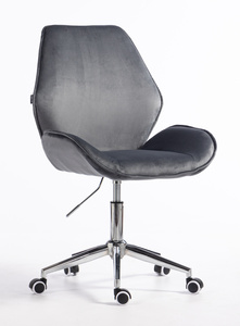 FOTEL HR350K GRAFITOWY WELUR CHROMOWANA PODSTAWA