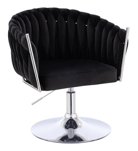 FOTEL HR750N CZARNY WELUR CHROMOWANA PODSTAWA