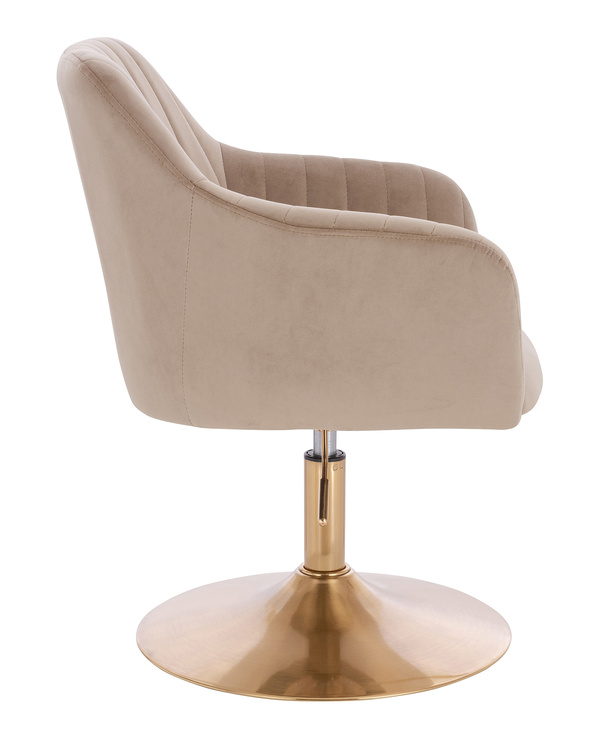 FOTEL HR190N LATTE WELUR ZŁOTA PODSTAWA