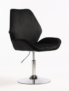 FOTEL HR350N CZARNY WELUR CHROMOWANA PODSTAWAN