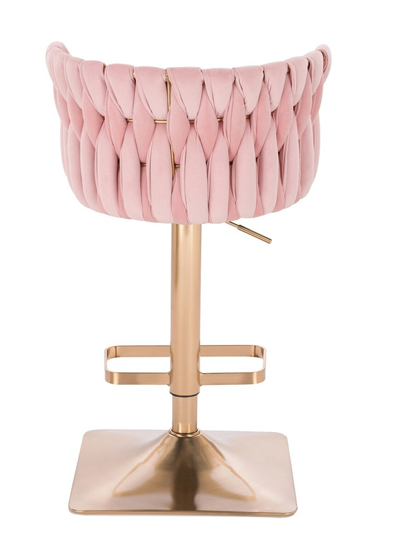 FOTEL HR450KW PUDROWY RÓŻ WELUR ZŁOTA PODSTAWA