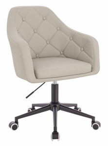 HOKER HR831K ECRU EKOSKÓRA PREMIUM SOFT CZARNA PODSTAWA