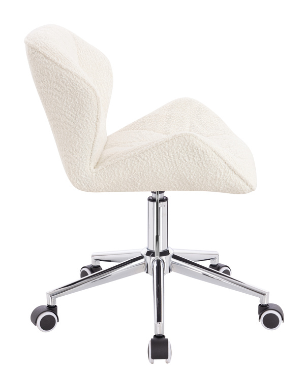 FOTEL HR111K KREMOWY BARANEK CHROMOWANA PODSTAWA