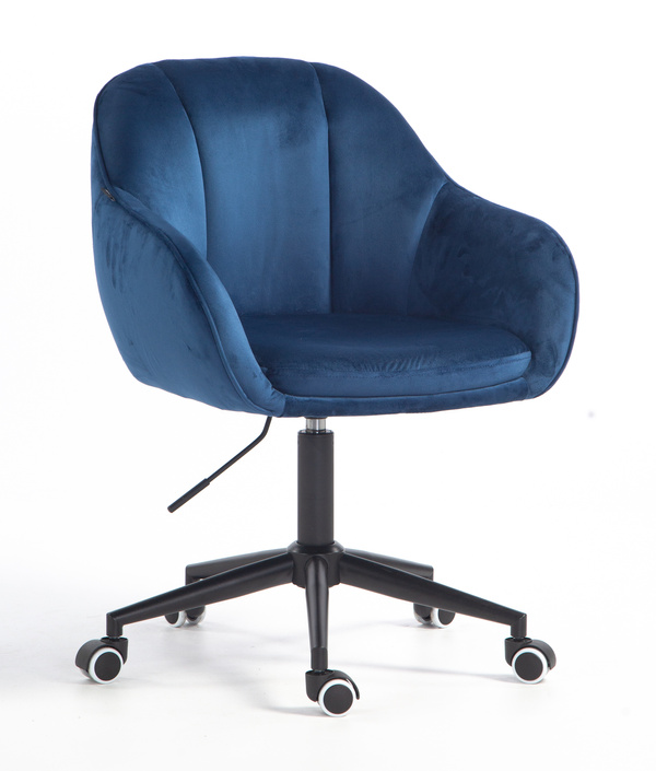 FOTEL HR2055K CIEMNE MORZE WELUR CZARNA PODSTAWA