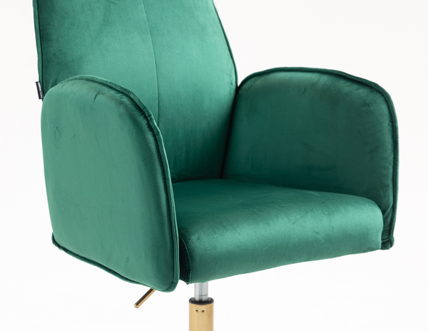 FOTEL HR280N BUTELKOWA ZIELEŃ WELUR ZŁOTA PODSTAWA