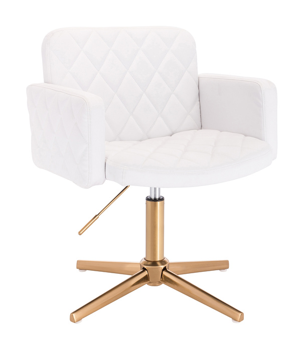 FOTEL HC802CROSS BIAŁY ZŁOTA PODSTAWA