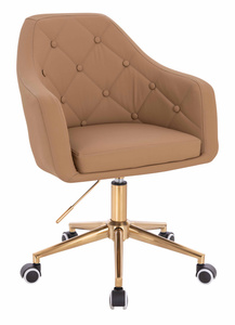 HOKER HR831K KARMELOWY EKOSKÓRA PREMIUM SOFT ZŁOTA PODSTAWA