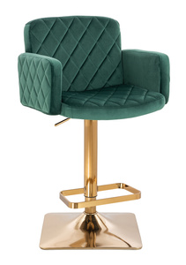 FOTEL HR802KW BUTELKOWA ZIELEŃ WELUR ZŁOTA PODSTAWA