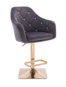 FOTEL HR830KW GRAFITOWY WELUR ZŁOTA PODSTAWA