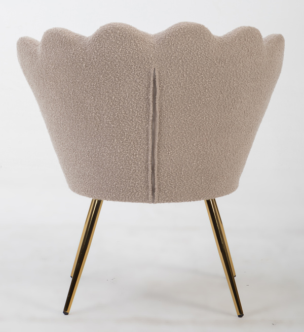 MUSZELKA FOTEL FREY LATTE BARANEK ZŁOTE NOGI