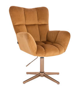 FOTEL HR650CROSS MIODOWY WELUR ZŁOTA PODSTAWA