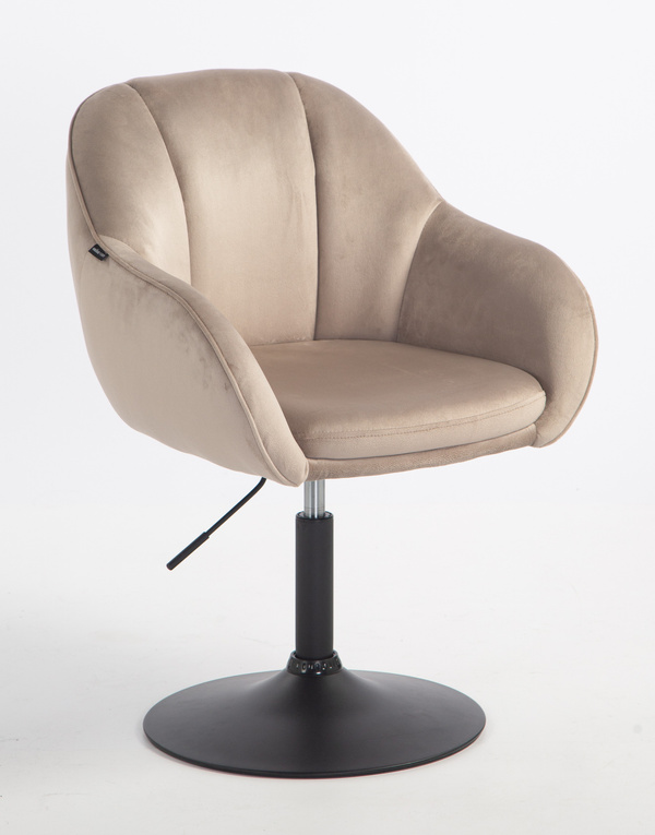 FOTEL HR2055N LATTE WELUR CZARNA PODSTAWA