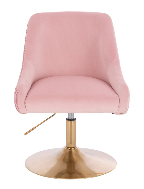 FOTEL HR920N PUDROWY RÓŻ WELUR ZŁOTA PODSTAWA