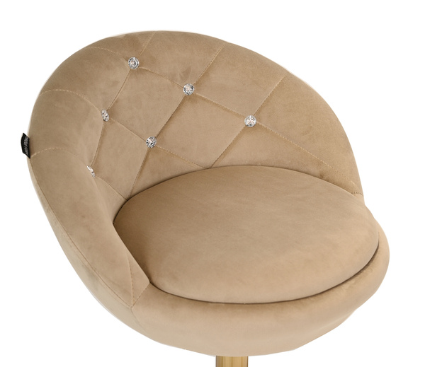 FOTEL HR948W LATTE WELUR ZŁOTA PODSTAWA