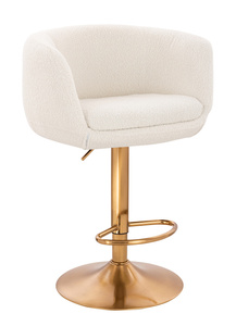 FOTEL HR333W KREMOWY BARANEK ZŁOTA PODSTAWA