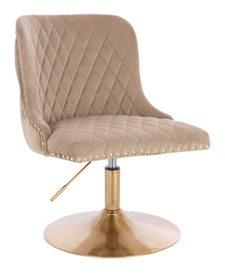 FOTEL HR940N LATTE WELUR ZŁOTA PODSTAWA