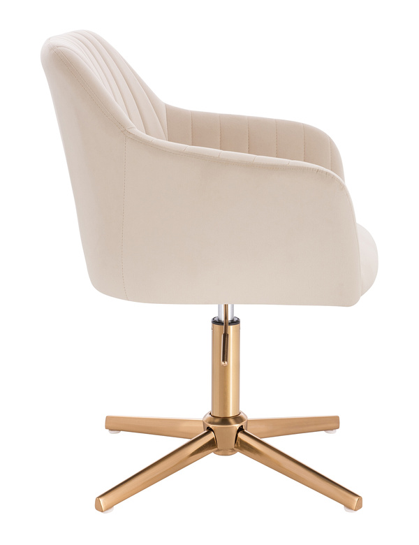 FOTEL HR190CROSS KREMOWY WELUR ZŁOTA PODSTAWA