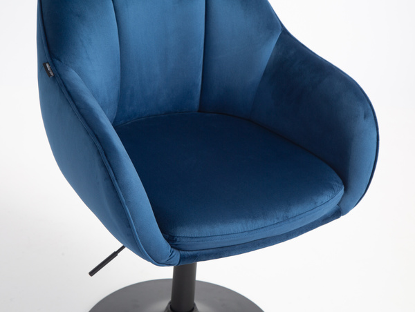 FOTEL HR2055N CIEMNE MORZE WELUR CZARNA PODSTAWA