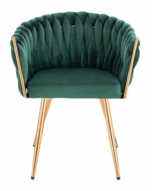 HR750 KRZESŁO ZŁOTE NOGI BUTELKOWA ZIELEŃ WELUR