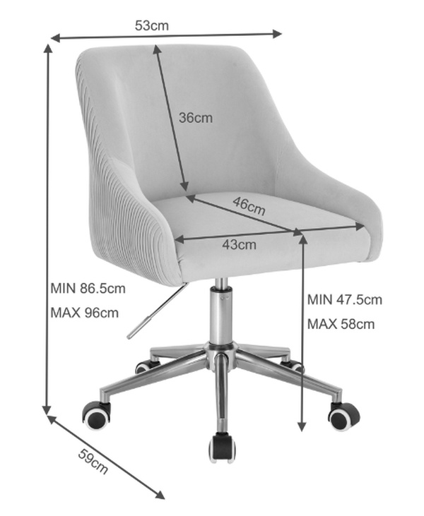 FOTEL HR920K GRAFITOWY WELUR CHROMOWANA PODSTAWA