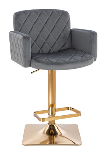 FOTEL HR802KW GRAFITOWY WELUR ZŁOTA PODSTAWA