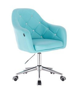 FOTEL HR830 TURKUSOWA SKÓRA CHROM KÓŁKA