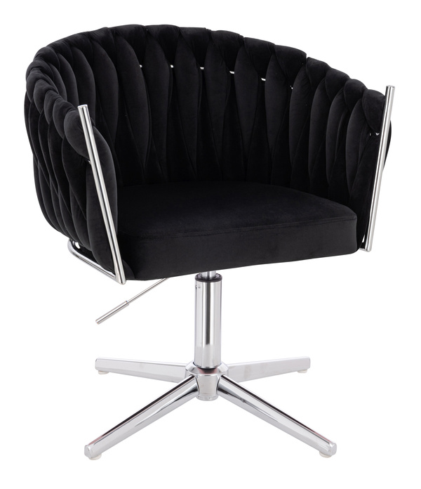 FOTEL HR750CROSS CZARNY WELUR CHROMOWANA PODSTAWA