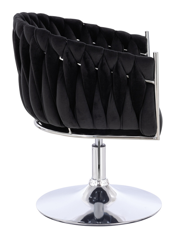 FOTEL HR750N CZARNY WELUR CHROMOWANA PODSTAWA