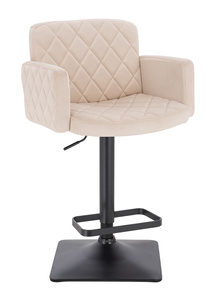 FOTEL HR802KW KREMOWY WELUR CZARNA PODSTAWA