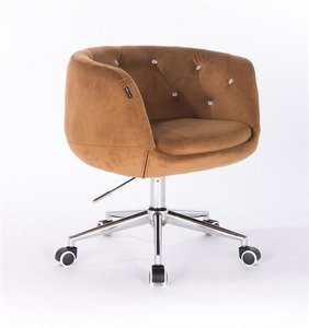 FOTEL HR333K MIODOWY WELUR CHROMOWANA PODSTAWA