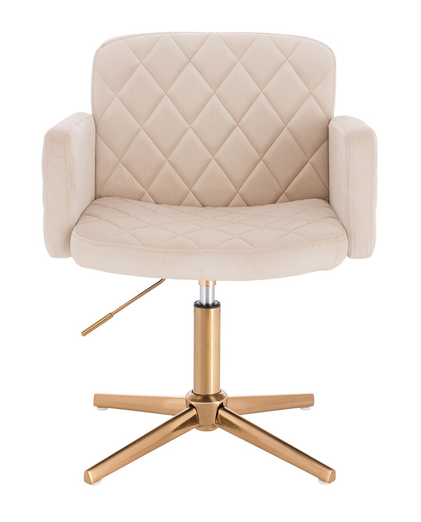 FOTEL HR802CROSS KREMOWY WELUR ZŁOTA PODSTAWA