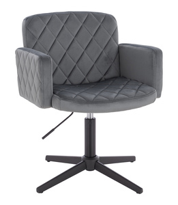 FOTEL HR802CROSS GRAFITOWY WELUR CZARNA PODSTAWA