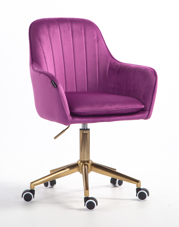 FOTEL HR2022K FUKSJA WELUR ZŁOTA PODSTAWA