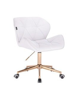 FOTEL HR111K ZŁOTE KÓŁKA BIAŁY