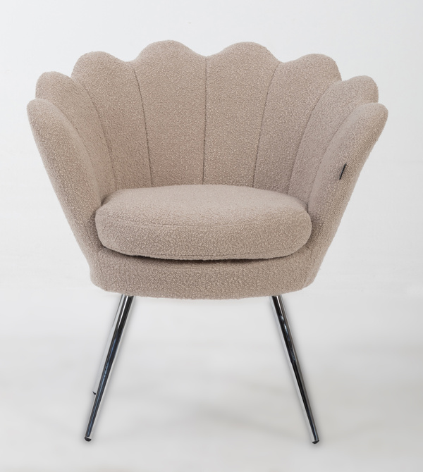 MUSZELKA FOTEL FREY LATTE BARANEK CHROMOWANE NOGI