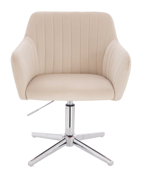 FOTEL HR190CROSS KREMOWY WELUR CHROMOWANA PODSTAWA