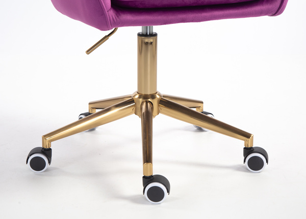 FOTEL HR2022K FUKSJA WELUR ZŁOTA PODSTAWA