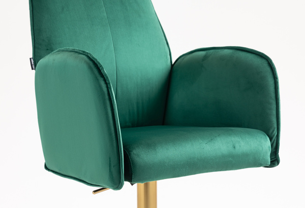 FOTEL HR280KW BUTELKOWA ZIELEŃ WELUR ZŁOTA PODSTAWA