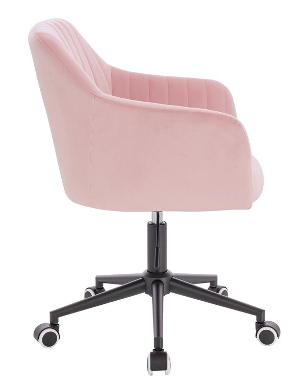 FOTEL HR190K PUDROWY RÓŻ WELUR CZARNA PODSTAWA