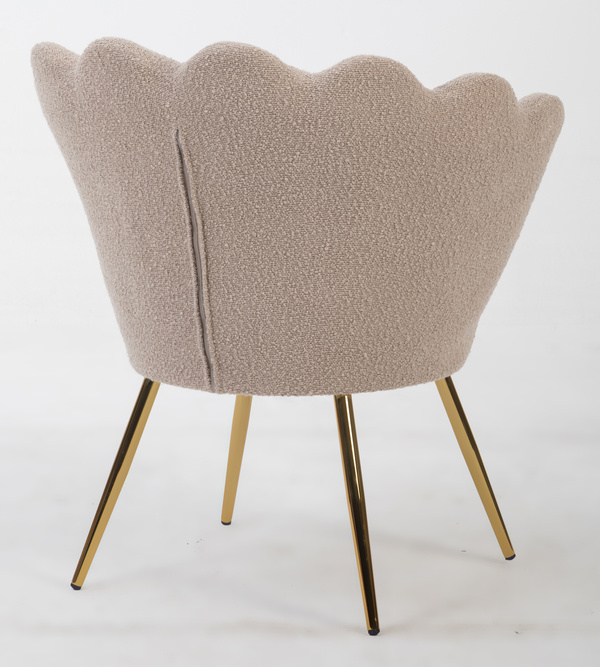 MUSZELKA FOTEL FREY LATTE BARANEK ZŁOTE NOGI